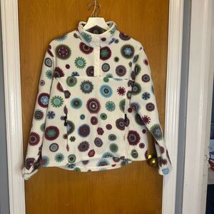 L.L. Bean Cream Sweater with Colorful Floral Pattern